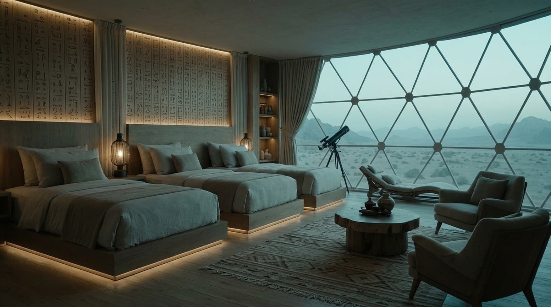 Cozy interior lighting at dusk